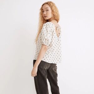 Madewell Tie-Back Puff-Sleeve Top in Clip Dot